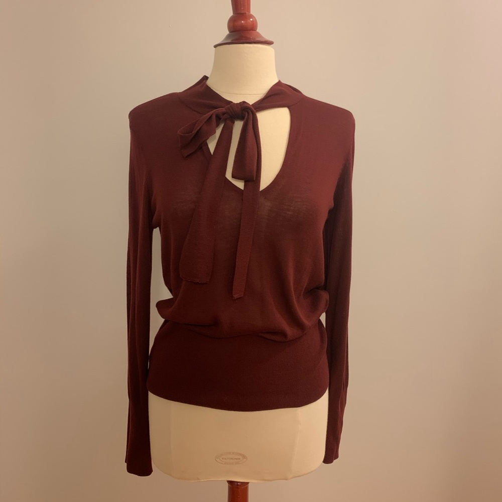 Tie neck maroon H&M sweater